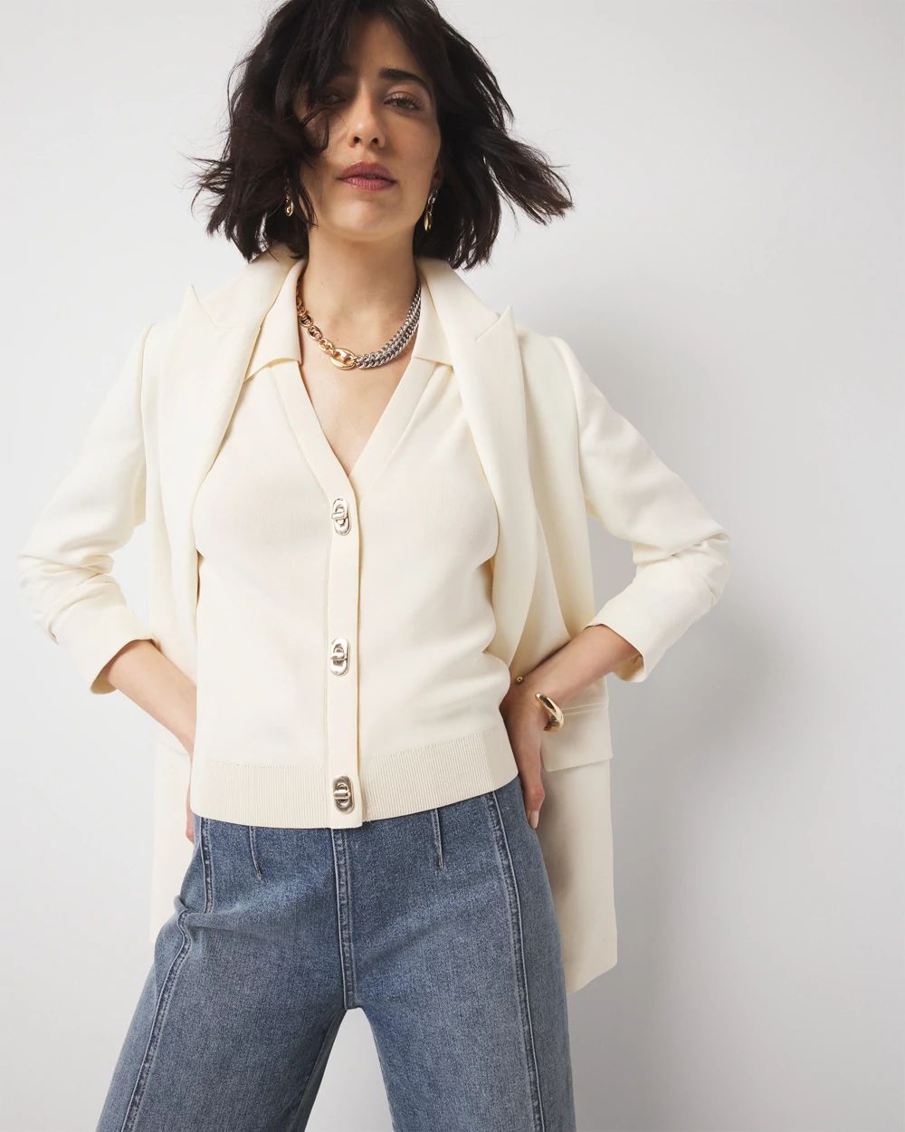 Toggle Button Sweater Vest | White House Black Market